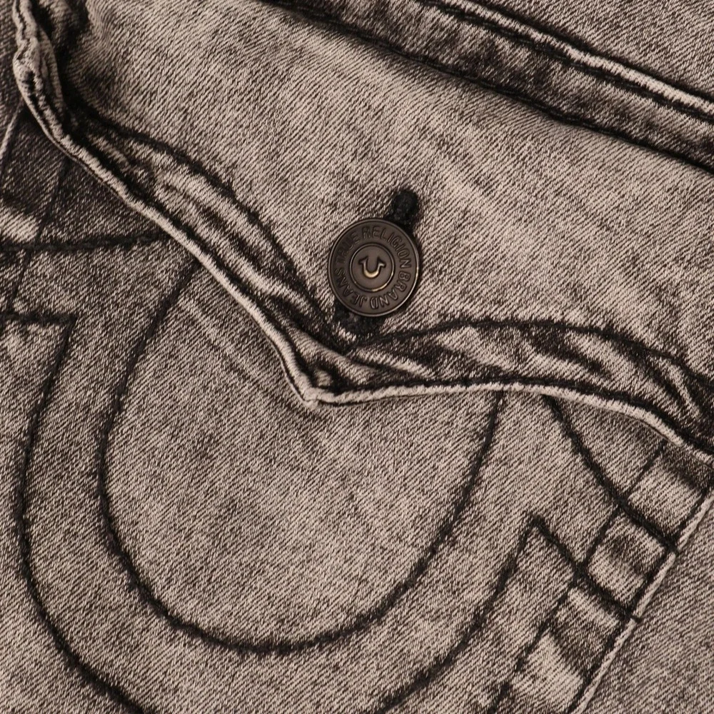 True Religion Geno Slim Straight Jeans Gray Acid Wash Denim 31x32